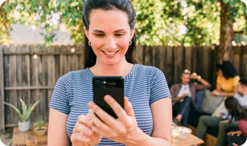Woman checking the App