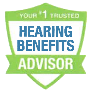 A small green and white badge that says Trusted Hearing Benefits Advisor
