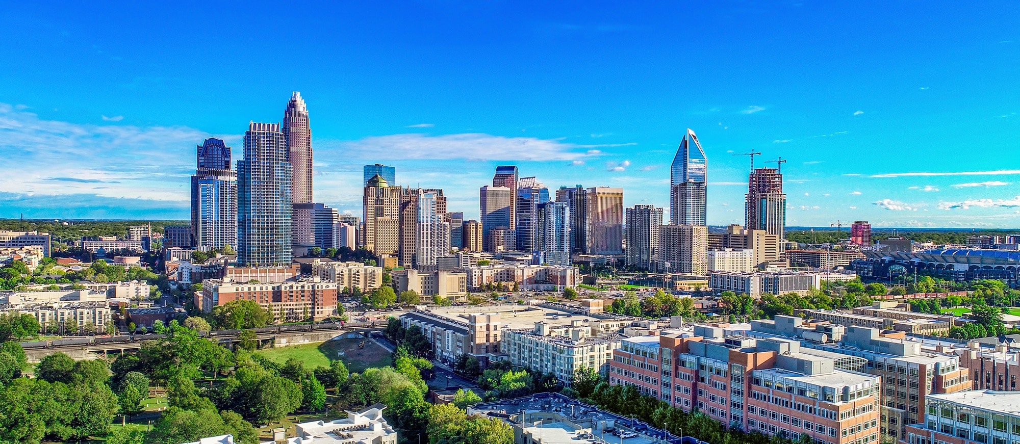 Downtown Charlotte, North Carolina, USA Skyline Drone Aerial